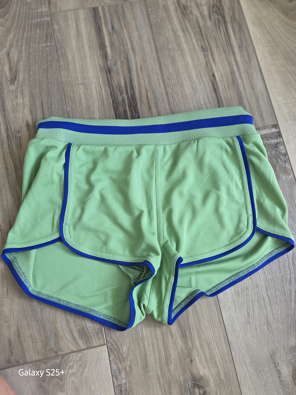 Light Green Free People Shorts with Royal Blue Trim